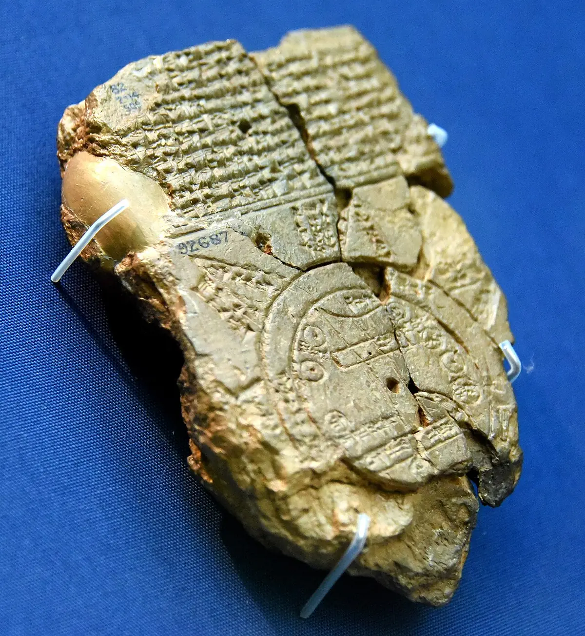 A clay tablet with the Babylonian Map of the World in the British Museum